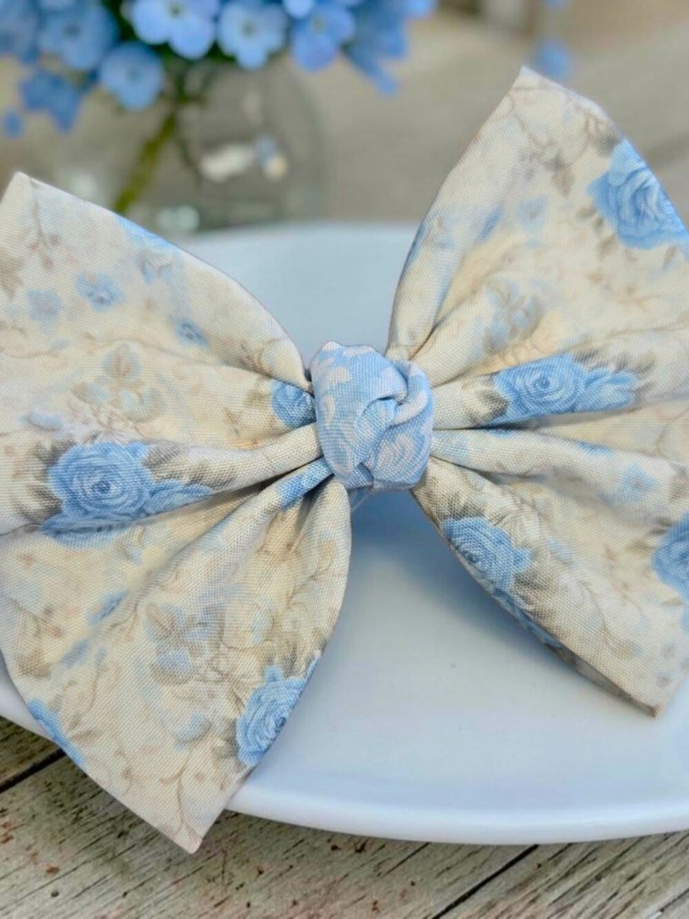 Baby Blue Floral Hair Bow